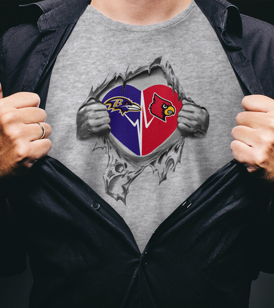Ravens Louisville Heartbeat Passion Dual Loyalty T-Shirt