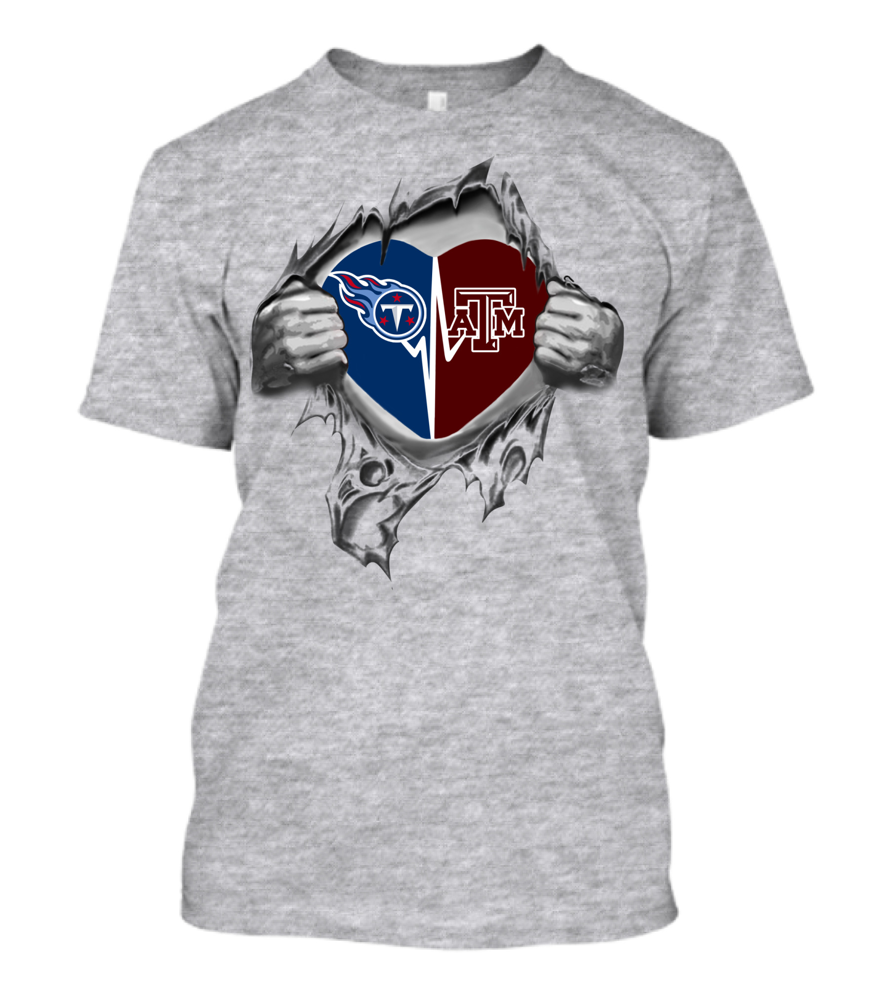 Titans Texas A&M Aggies Heart Rip T-Shirt