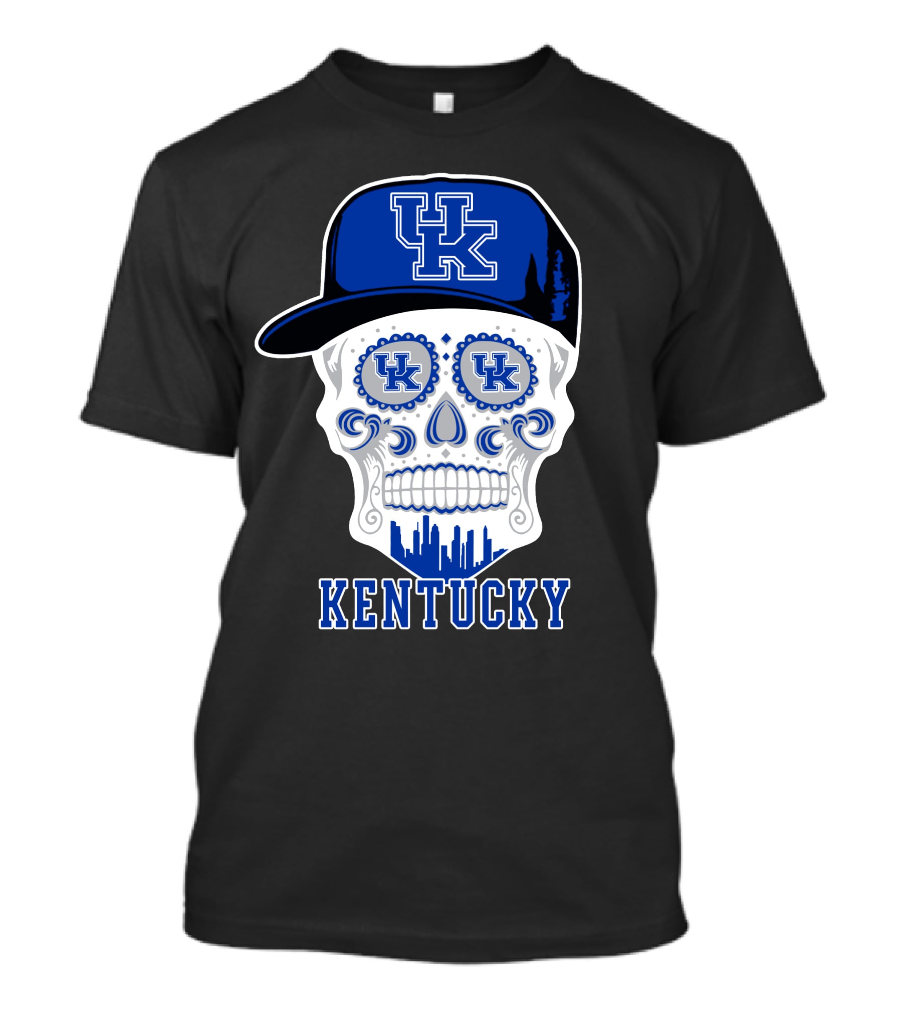 Kentucky Wildcats Skull Uk Hat Silhouette T-Shirt