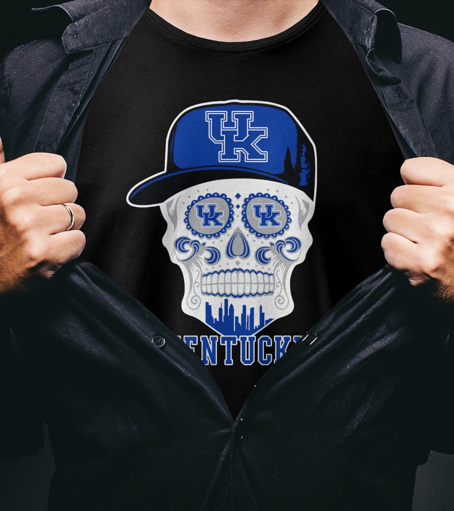 Kentucky Wildcats Skull Uk Hat Silhouette T-Shirt