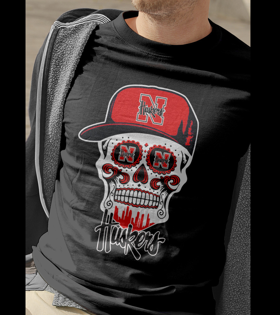 Huskers Skull Nebraska Cornhuskers Cap T-Shirt