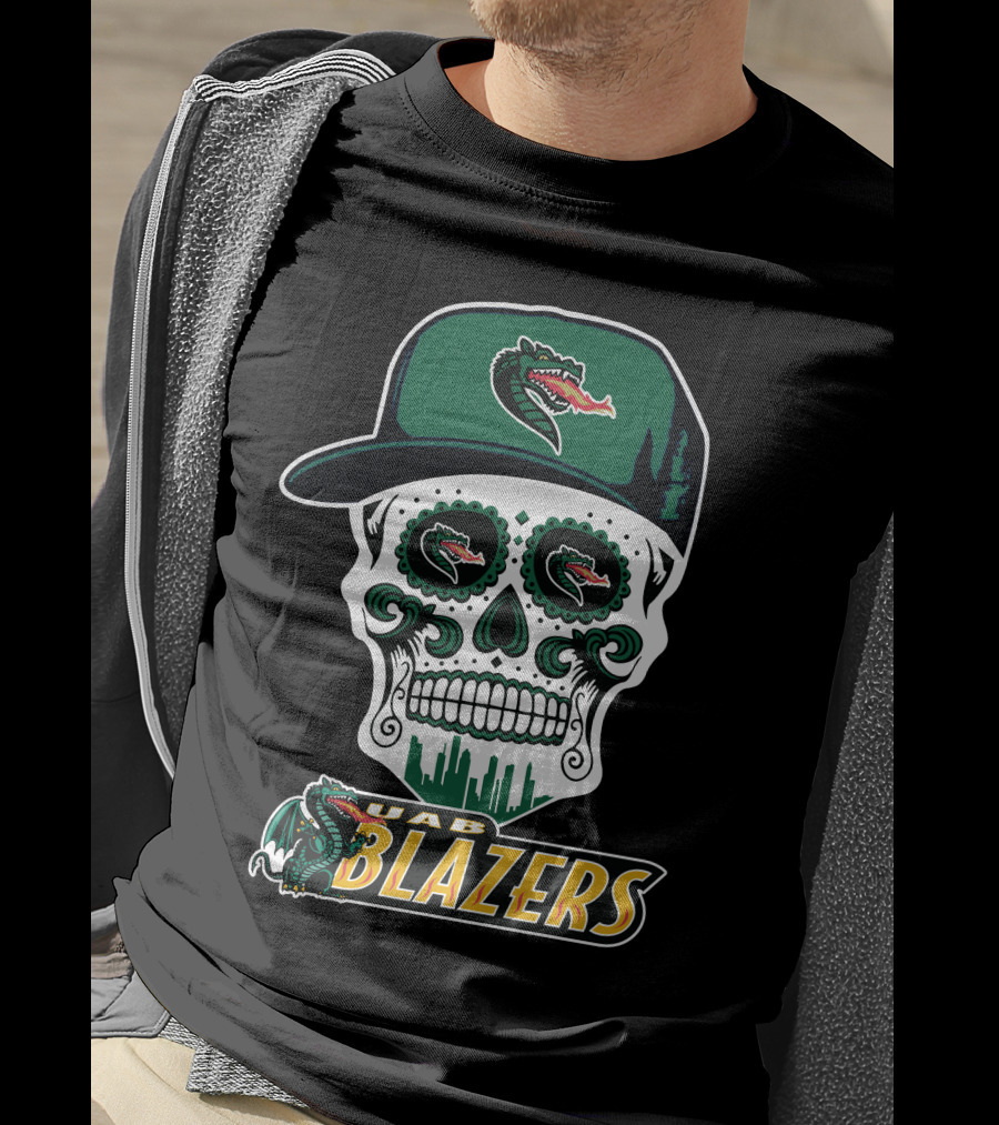 Uab Blazers Skull Sugar Day Of The Dead Style T-Shirt