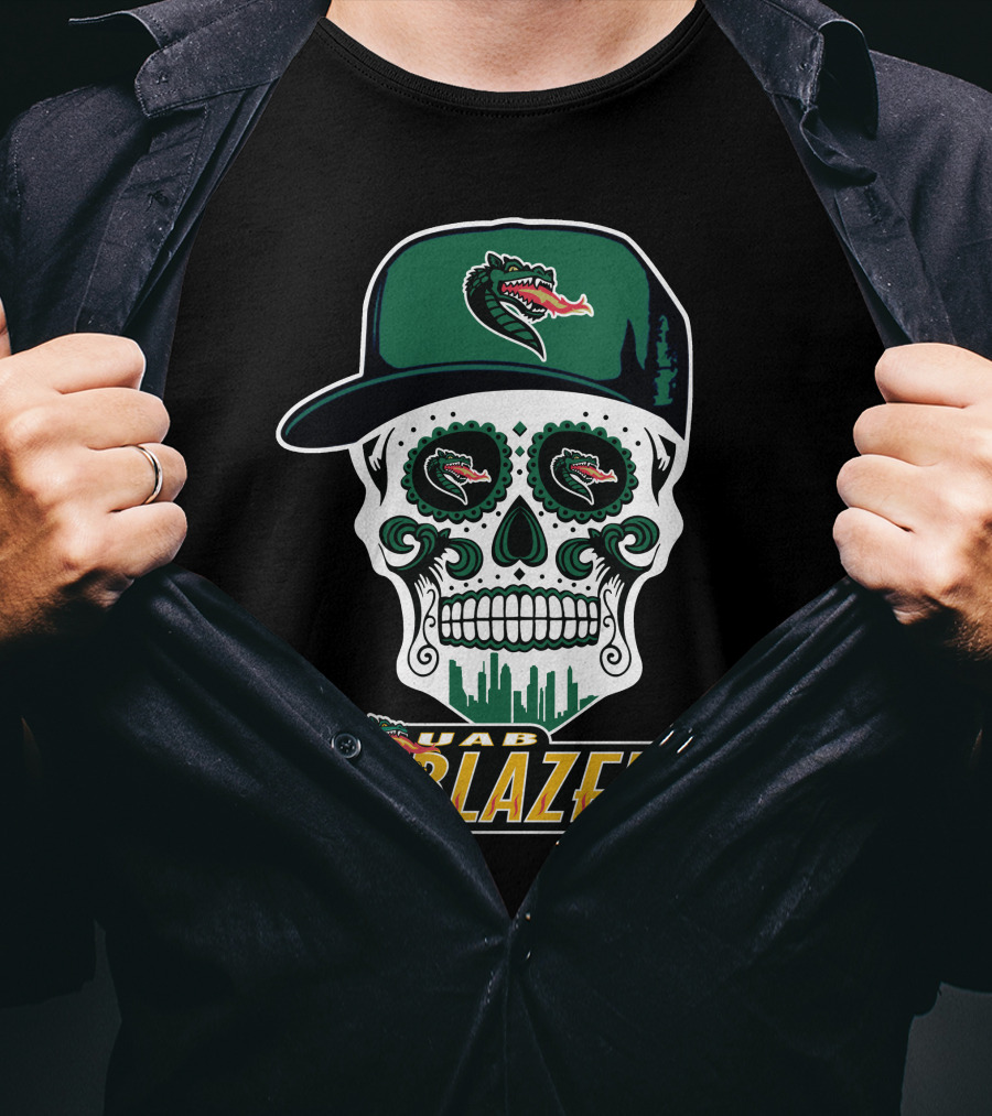 Uab Blazers Skull Sugar Day Of The Dead Style T-Shirt