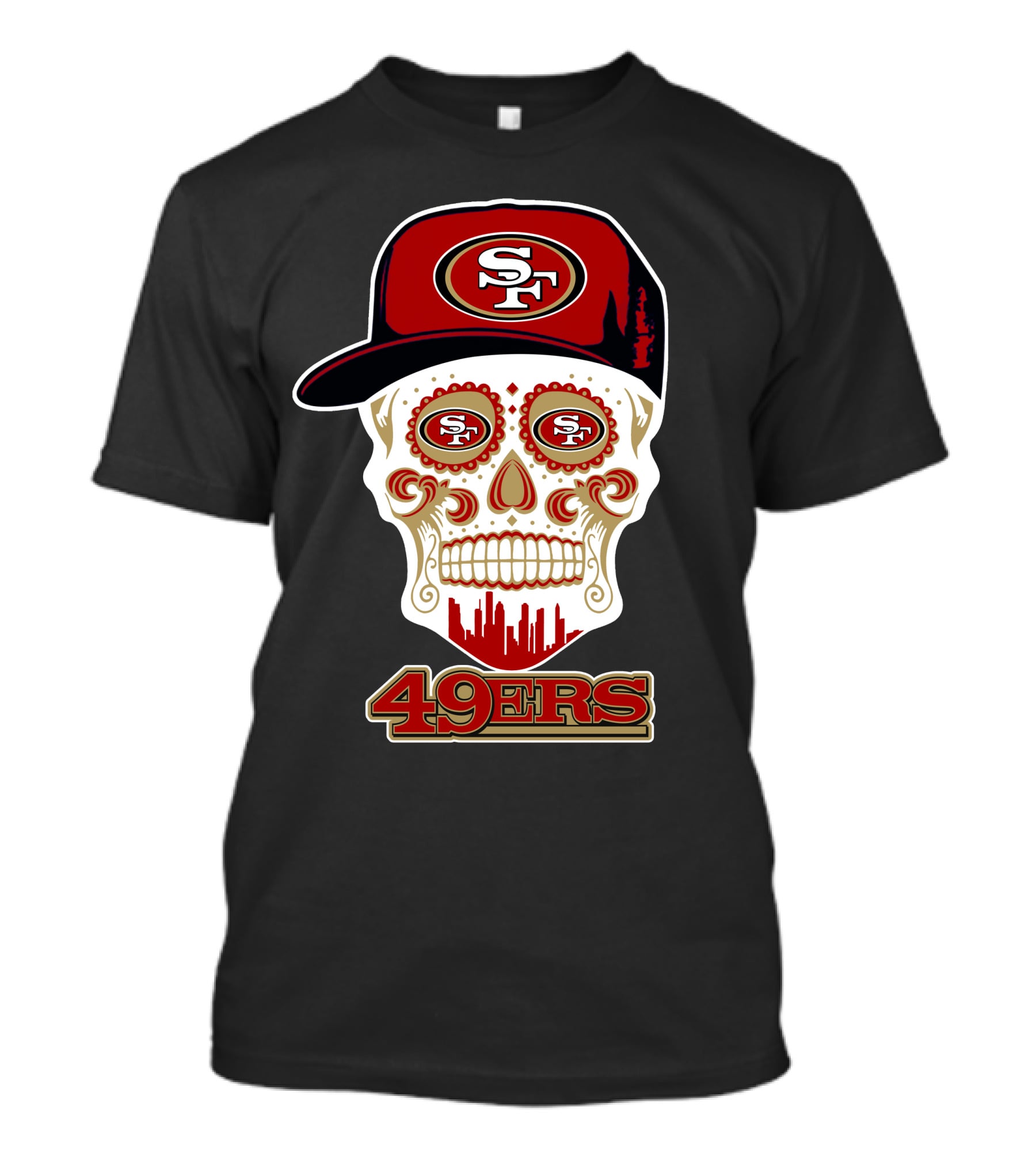 San Francisco 49ers Skull Sf Logo Baseball Cap Funny 49ers T-Shirt