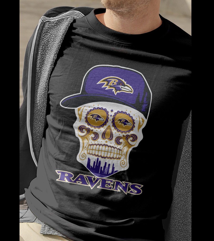 Ravens Skull With Hat And Baltimore Ravens T-Shirt