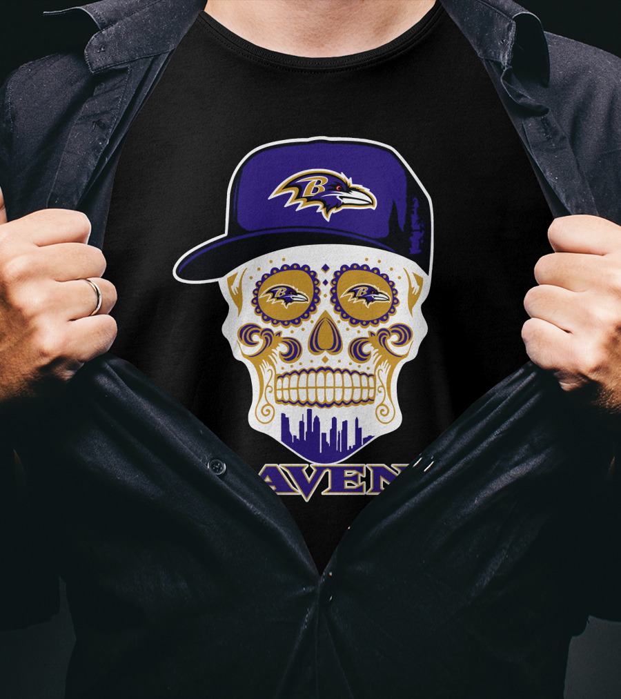 Ravens Skull With Hat And Baltimore Ravens T-Shirt