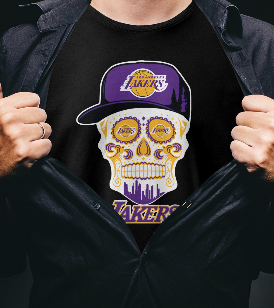 Los Angeles Lakers Skull With Hat T-Shirt