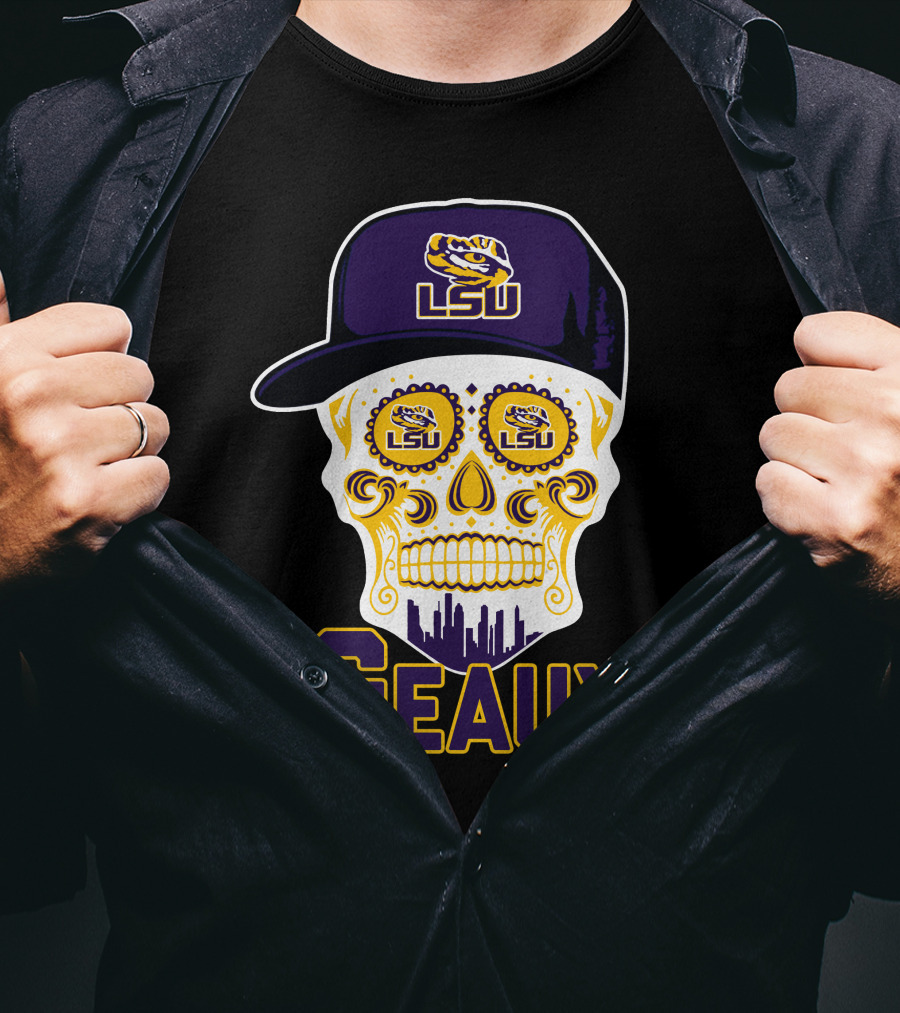 Geaux Lsu Tigers Skull With Logo And Hat T-Shirt