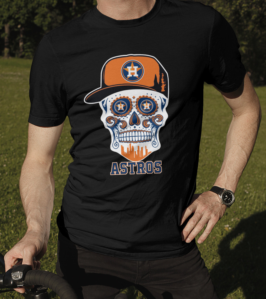 Houston Astros Skull Halloween Sugar Skull Style T-Shirt