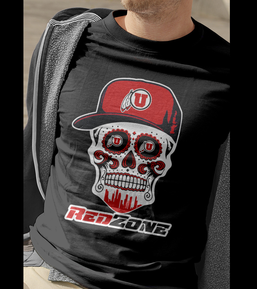 Red Zone Utah Utes Skull Cap T-Shirt