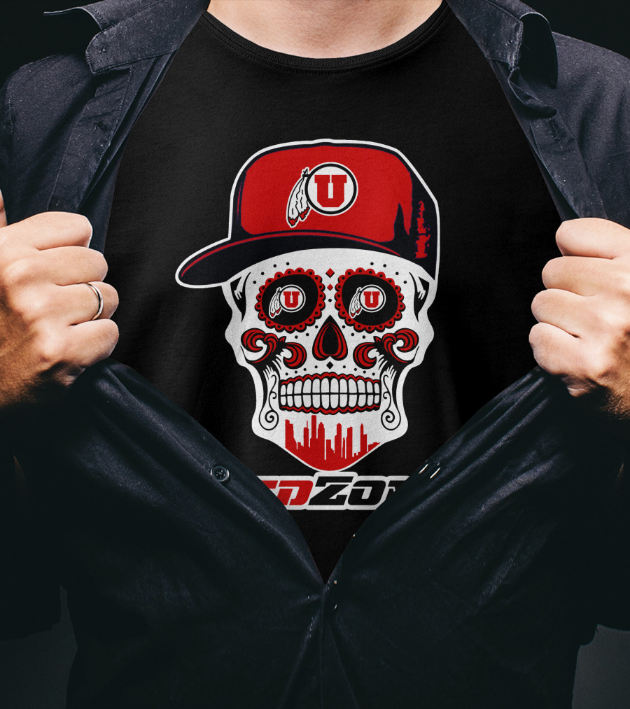 Red Zone Utah Utes Skull Cap T-Shirt