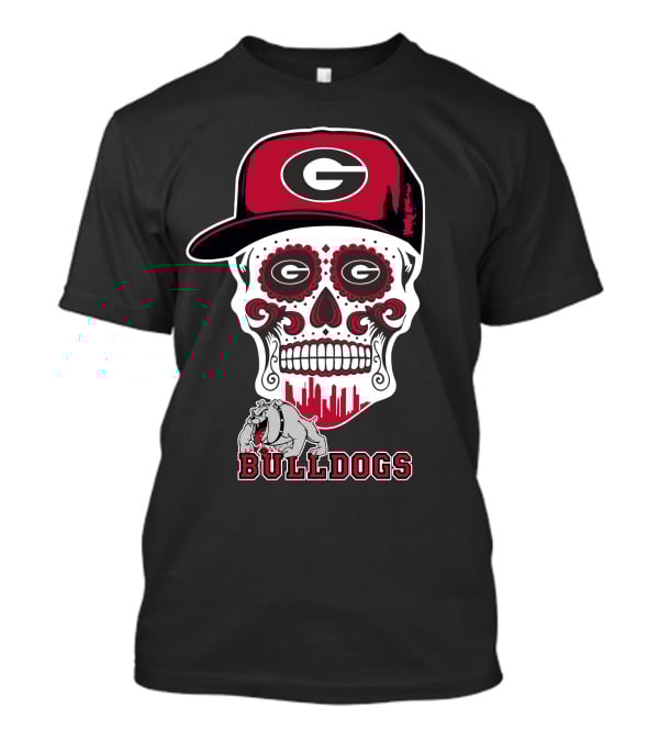 Georgia Bulldogs Sugar Skull Hat Bulldogs T-Shirt