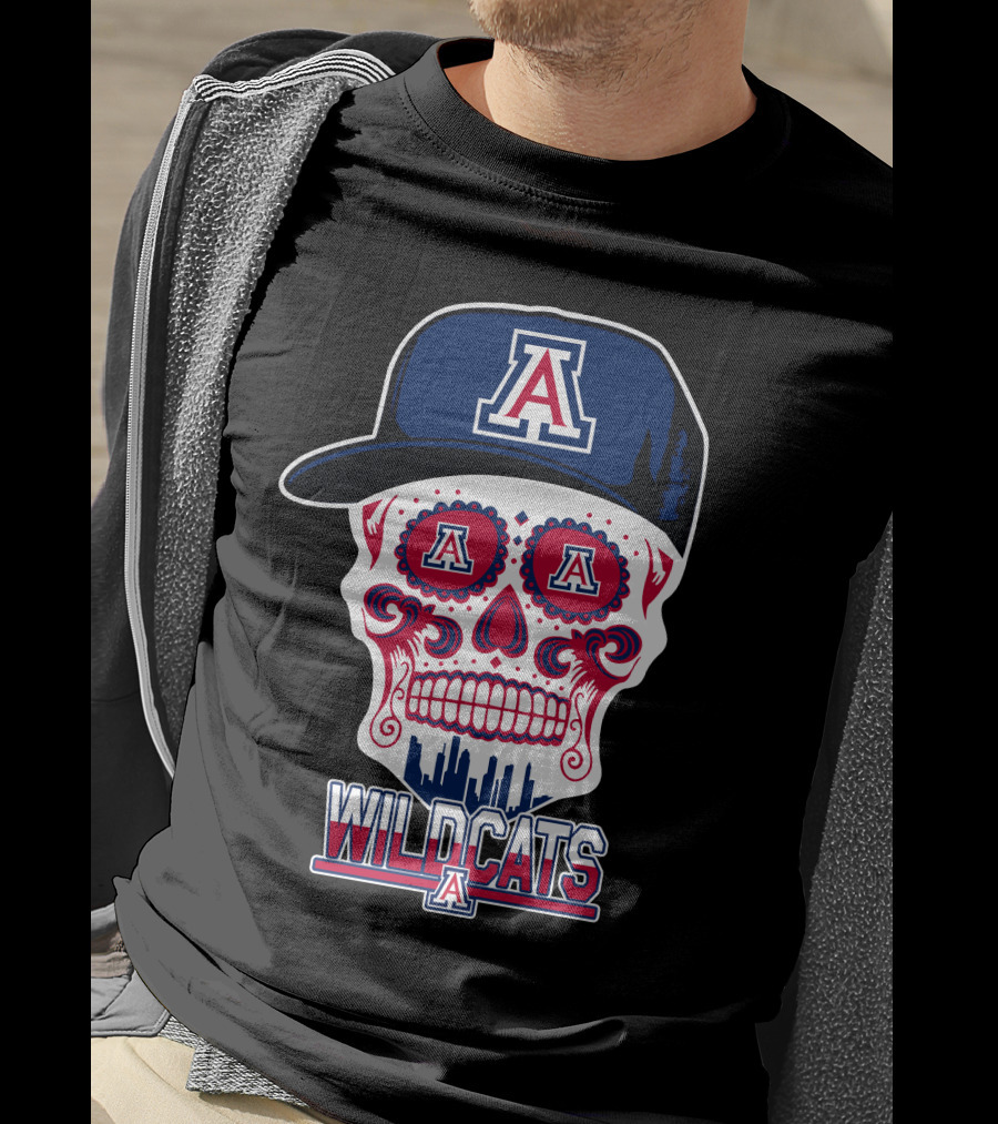 Arizona Wildcats A Logo Skull Wildcats T-Shirt