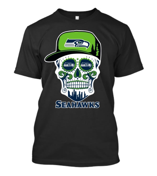 Seattle Seahawks Skull With Hat T-Shirt
