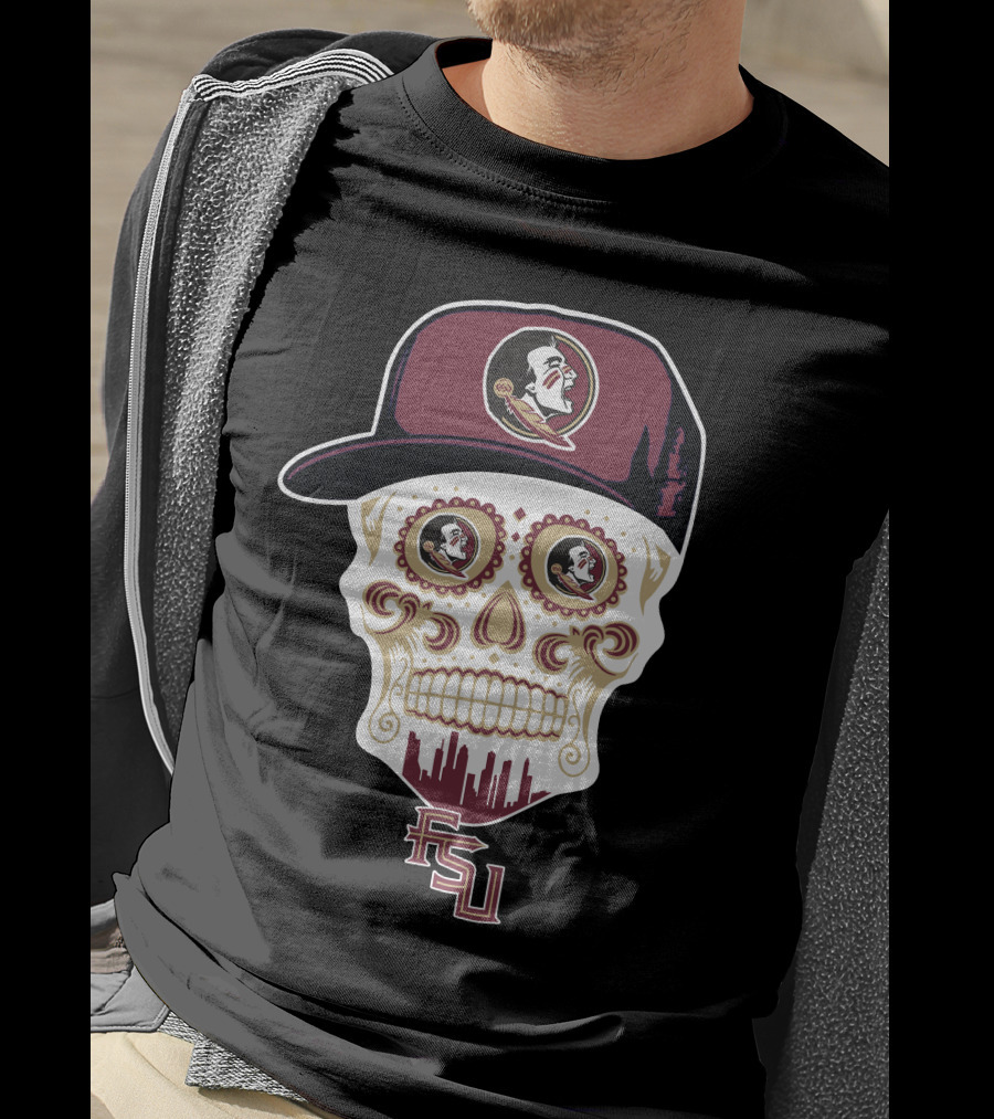 Florida State Seminoles Skull With Logo And Fsu T-Shirt