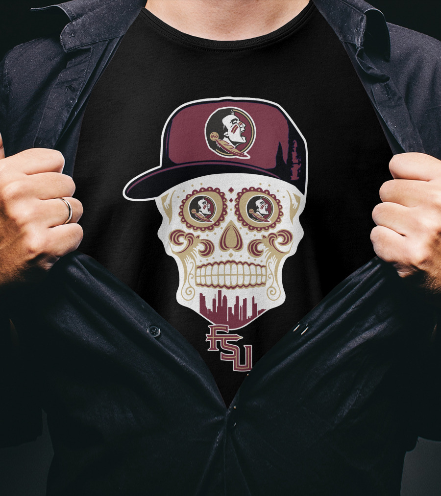 Florida State Seminoles Skull With Logo And Fsu T-Shirt