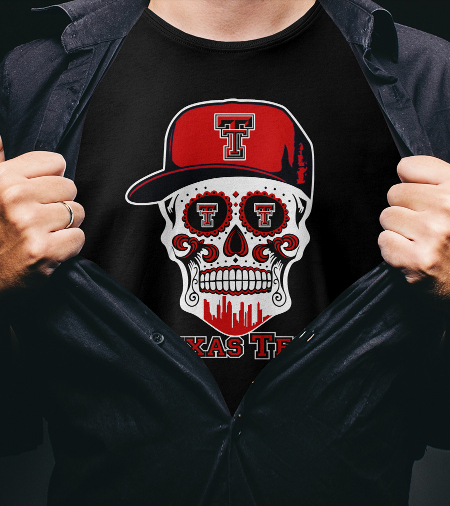 Texas Tech Red Raiders Skull With Hat T-Shirt
