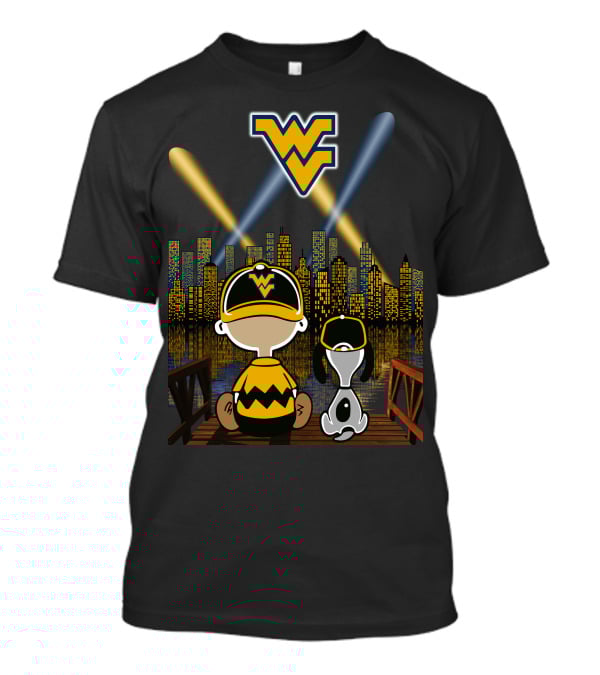 Wv Mountaineers City By Night Charlie Snoopy Skyline Lights T-Shirt