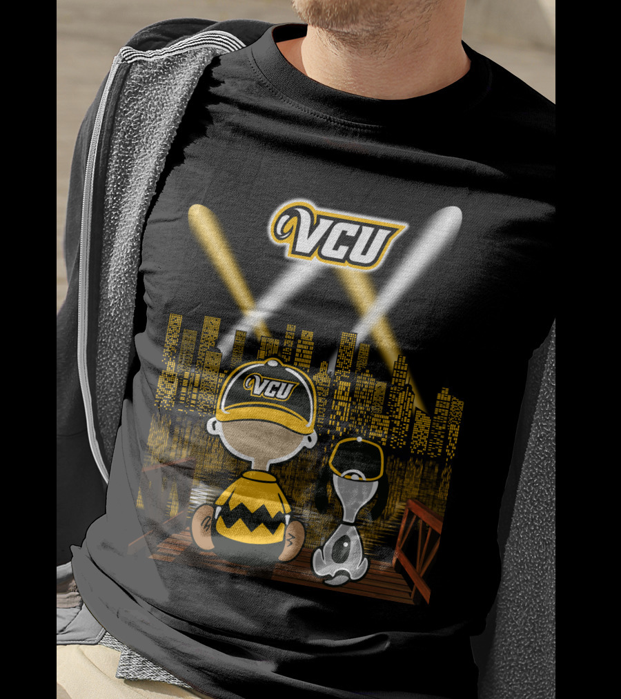Vcu Rams Night City Skyline Baseball Cap Duo T-Shirt