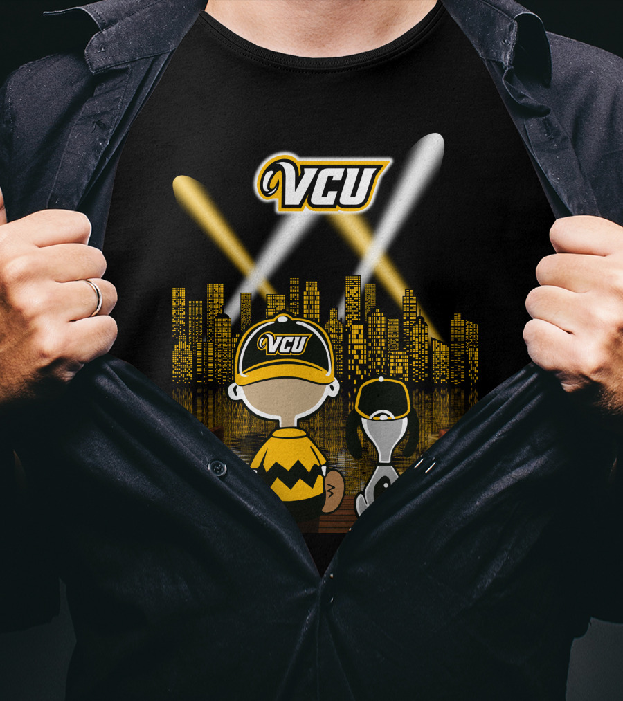 Vcu Rams Night City Skyline Baseball Cap Duo T-Shirt