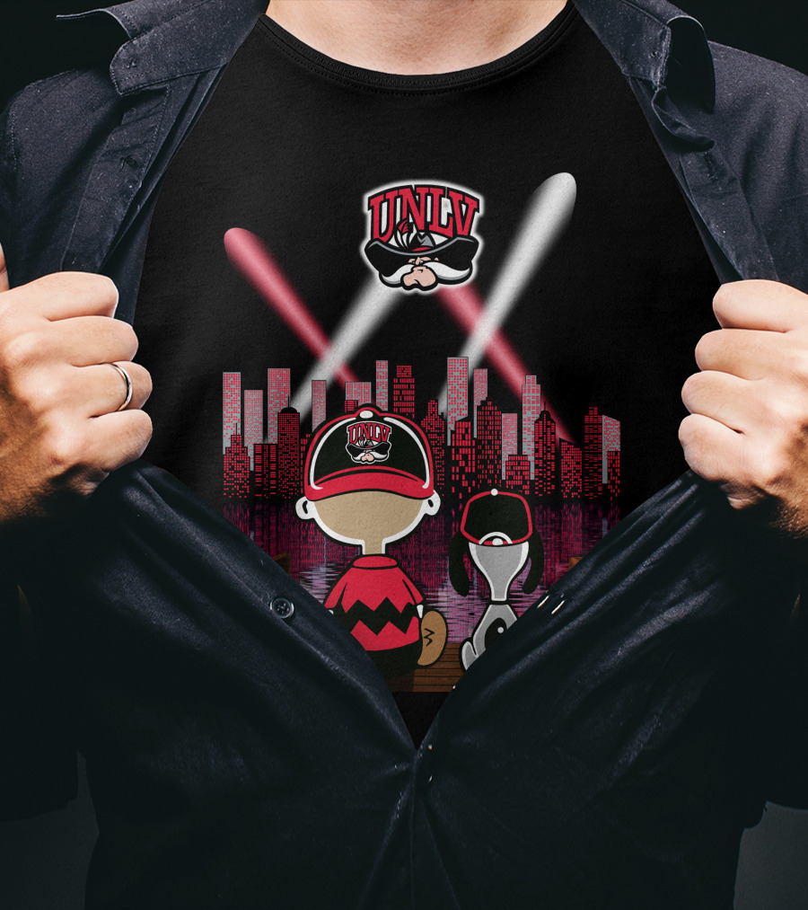 Unlv Rebels City By Night With Mascot And Skyline T-Shirt