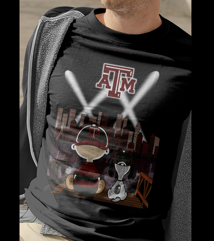 Atm Aggies City Lights With Peanuts Character At Night T-Shirt
