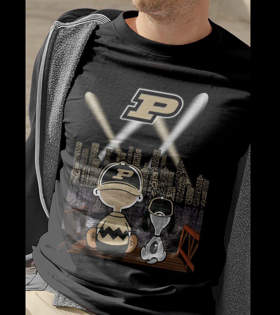 Purdue Boilermakers City Skyline With Iconic Characters And P T-Shirt