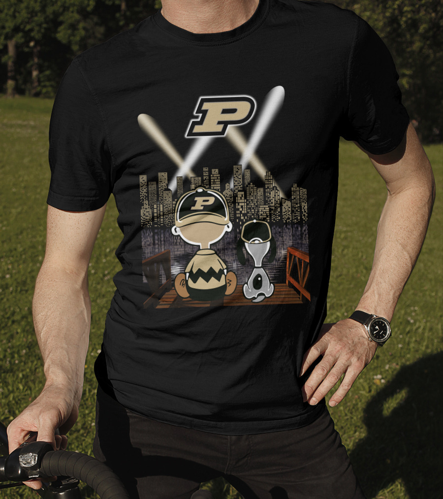 Purdue Boilermakers City Skyline With Iconic Characters And P T-Shirt