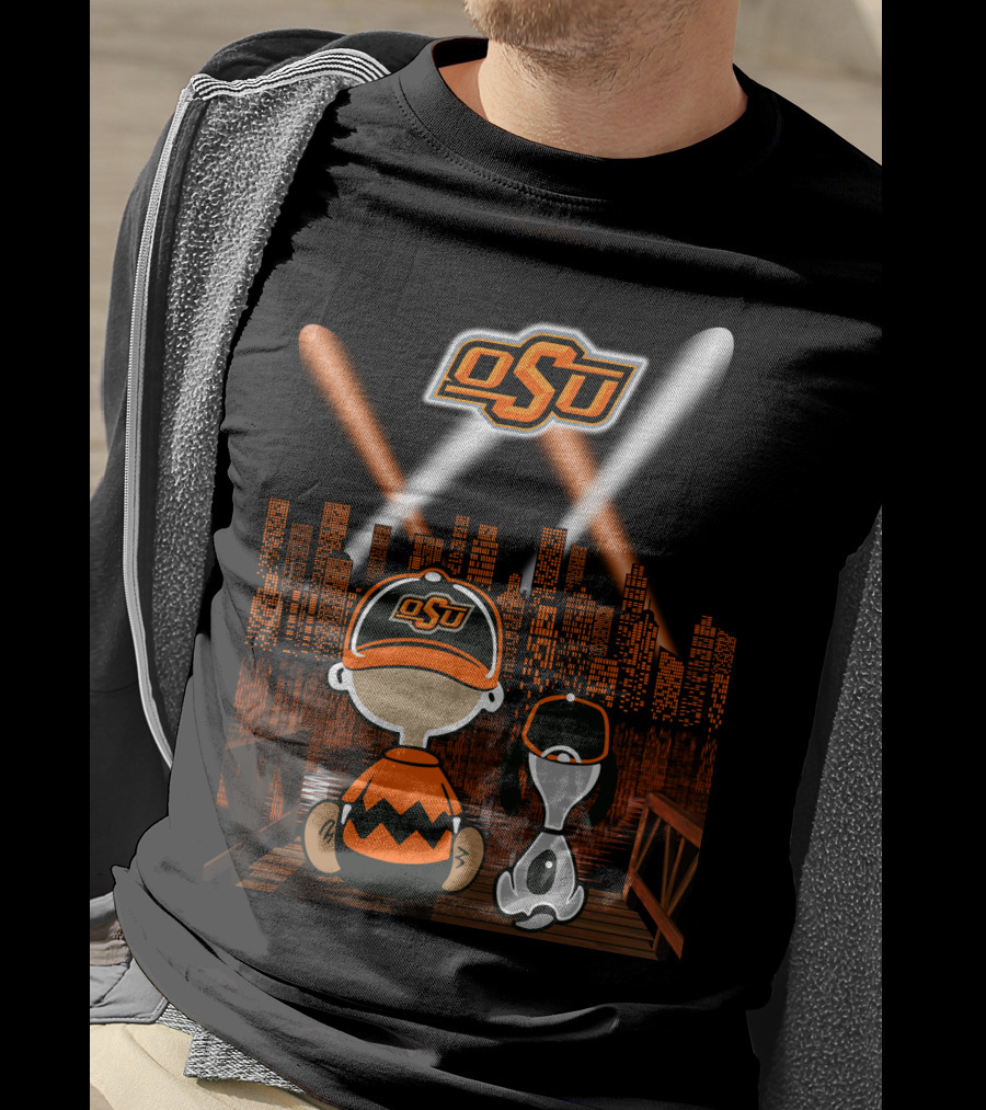 Osu Oklahoma State Cowboys Nighttime City Skyline T-Shirt