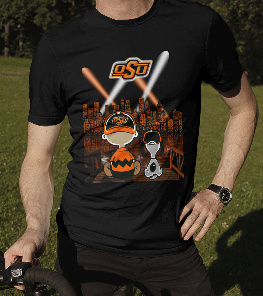 Osu Oklahoma State Cowboys Nighttime City Skyline T-Shirt