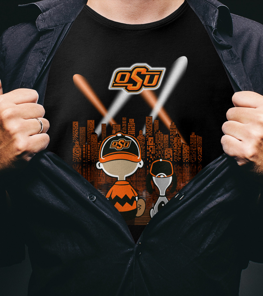 Osu Oklahoma State Cowboys Nighttime City Skyline T-Shirt