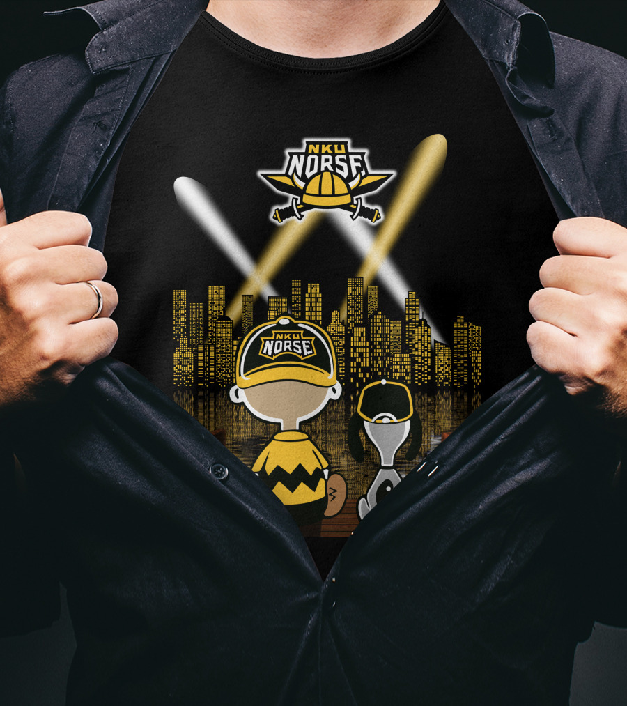 Nku Norse Skyline Fans With Dog At Night In Northern Kentucky City T-Shirt