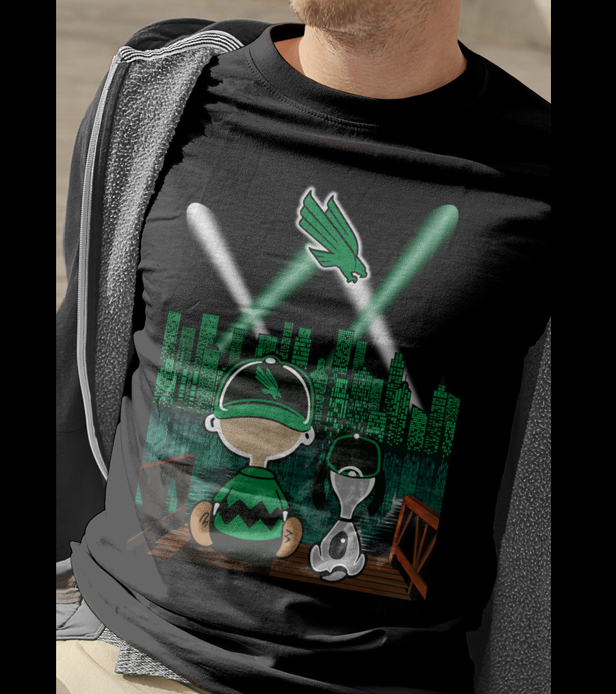 North Texas Mean Green Downtown Skyline By Night T-Shirt