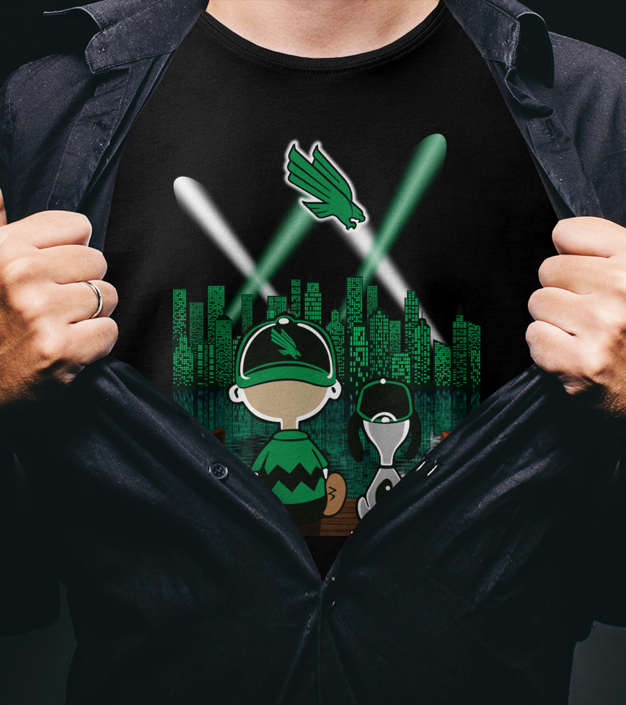 North Texas Mean Green Downtown Skyline By Night T-Shirt