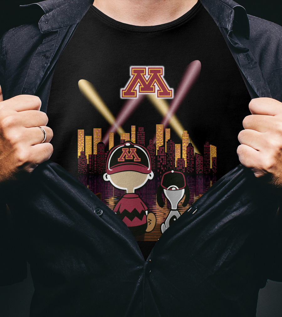 Minnesota Golden Gophers City Skyline Night Lights T-Shirt