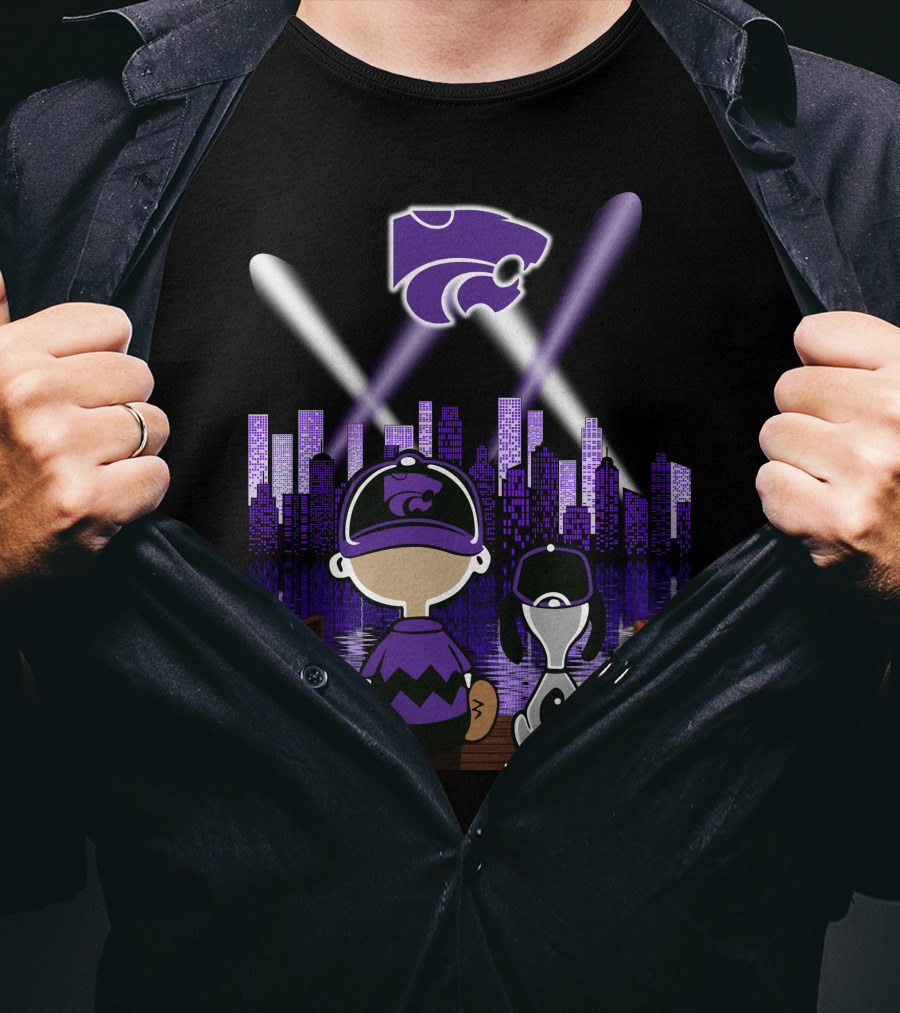 Kansas State Wildcats Night City Skyline Reflections T-Shirt