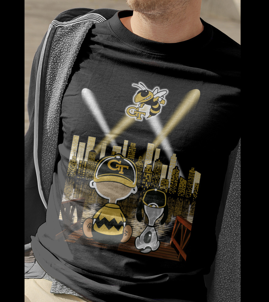 Georgia Tech Yellow Jackets City Skyline Night Reflections T-Shirt
