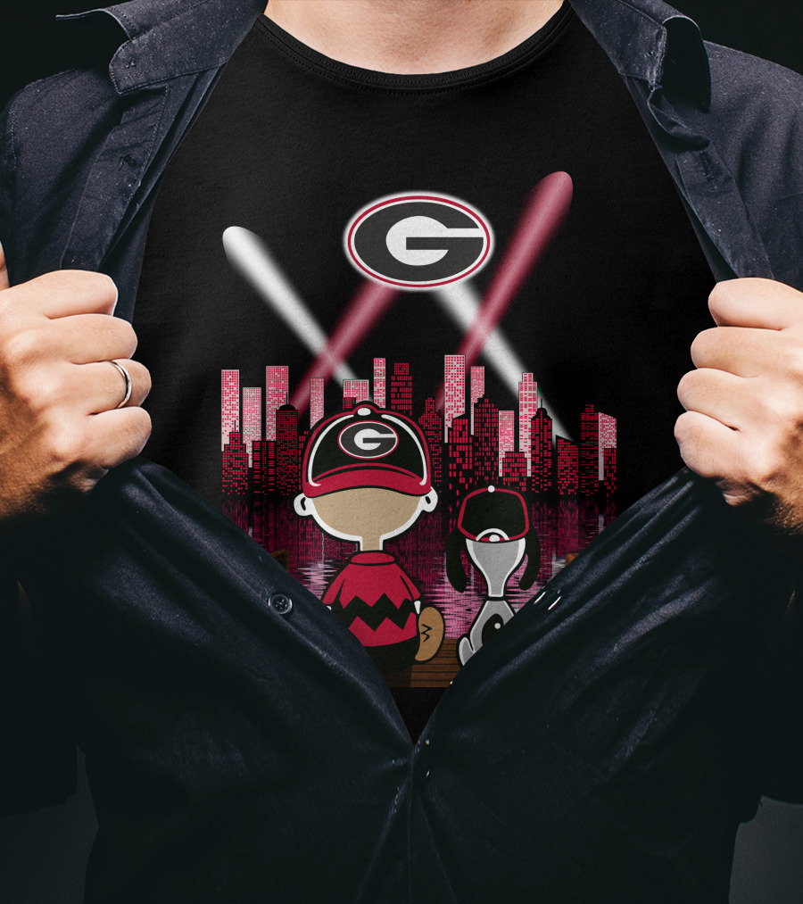 Georgia Bulldogs Cityscape 74 Night Sky Lights T-Shirt