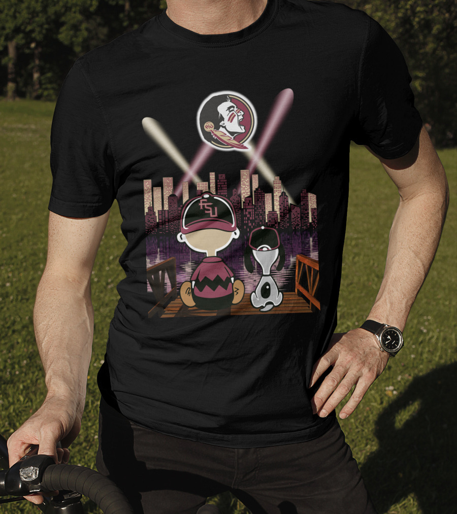 Florida State Seminoles Night City Skyline With Fsu Fans Watching T-Shirt