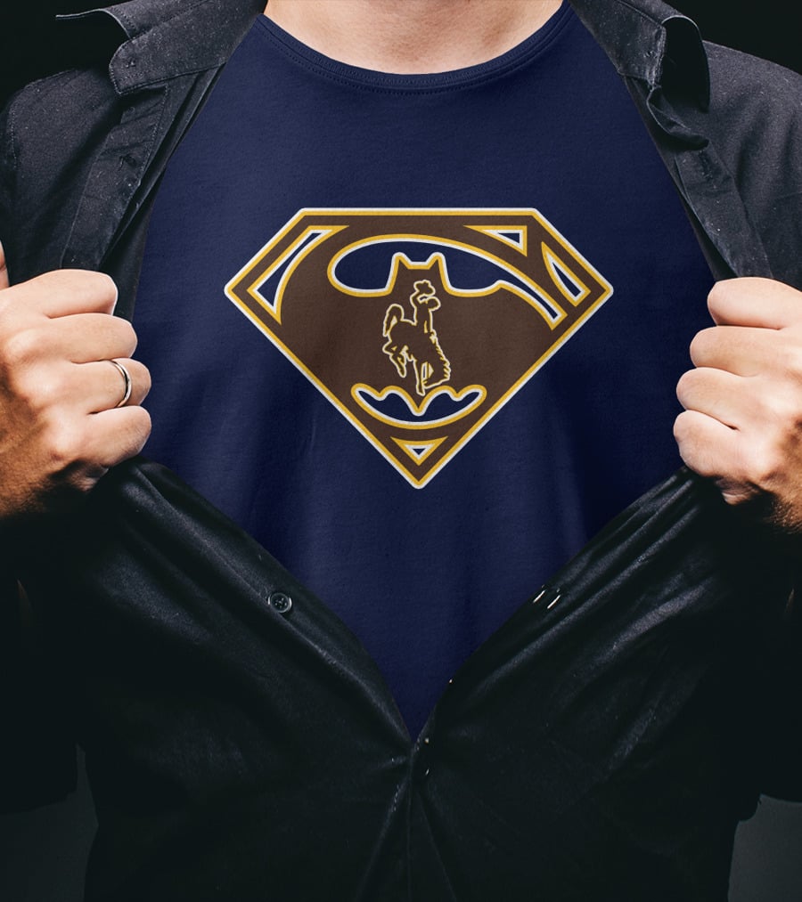 Wyoming Cowboys Superman Batman Logo Fusion T-Shirt