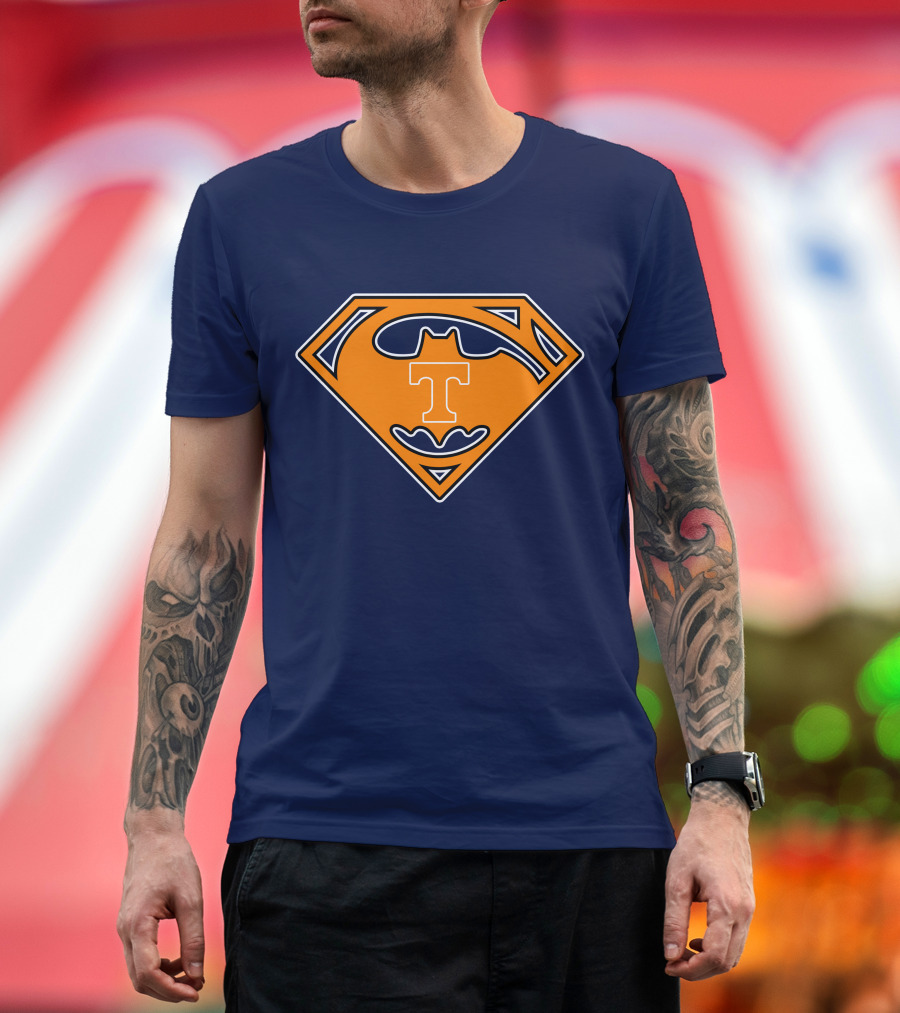 Superman Batman Tennessee Volunteers Logo T-Shirt