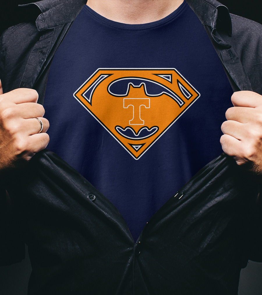 Superman Batman Tennessee Volunteers Logo T-Shirt