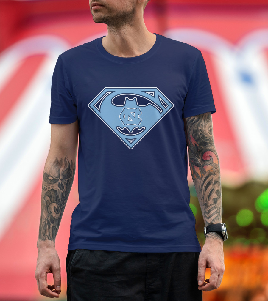 North Carolina Tar Heels Superman Batman Logo Mashup T-Shirt
