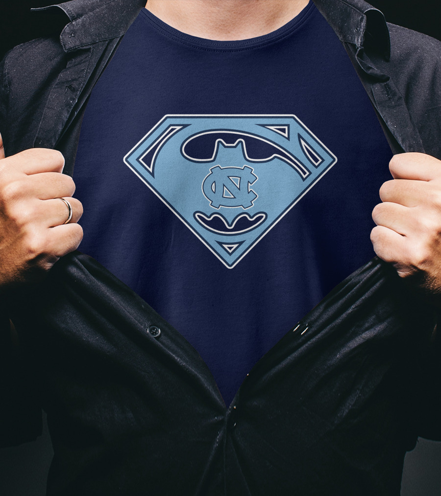 North Carolina Tar Heels Superman Batman Logo Mashup T-Shirt