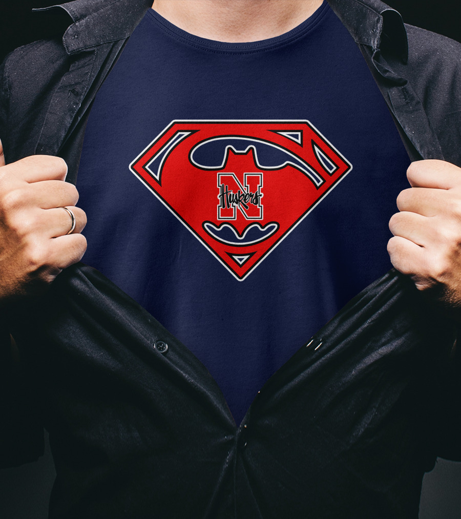 Superman Nebraska Huskers Logo T-Shirt
