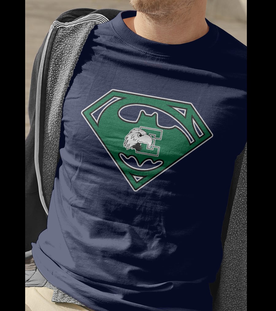 Batman Superman Logo Fusion Eastern Michigan Eagles T-Shirt