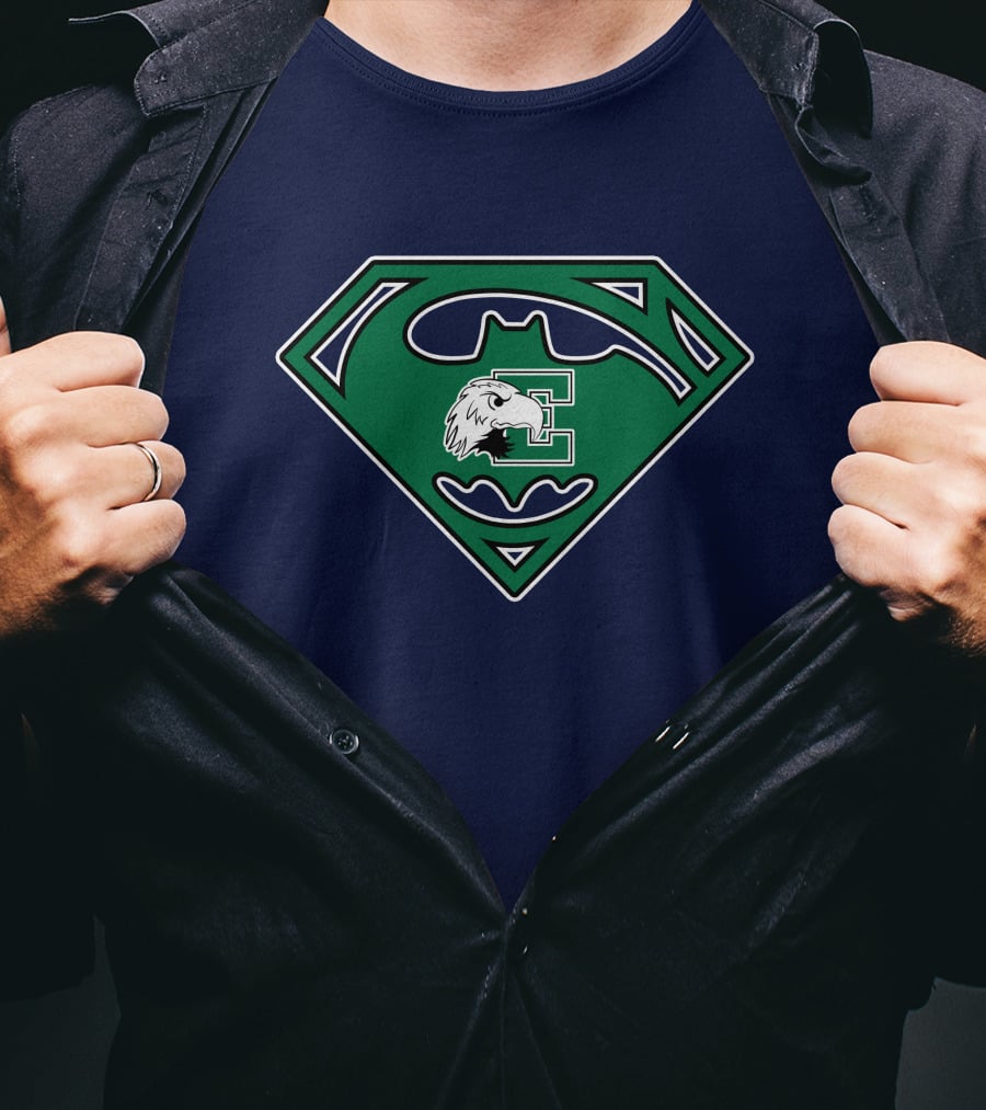 Batman Superman Logo Fusion Eastern Michigan Eagles T-Shirt