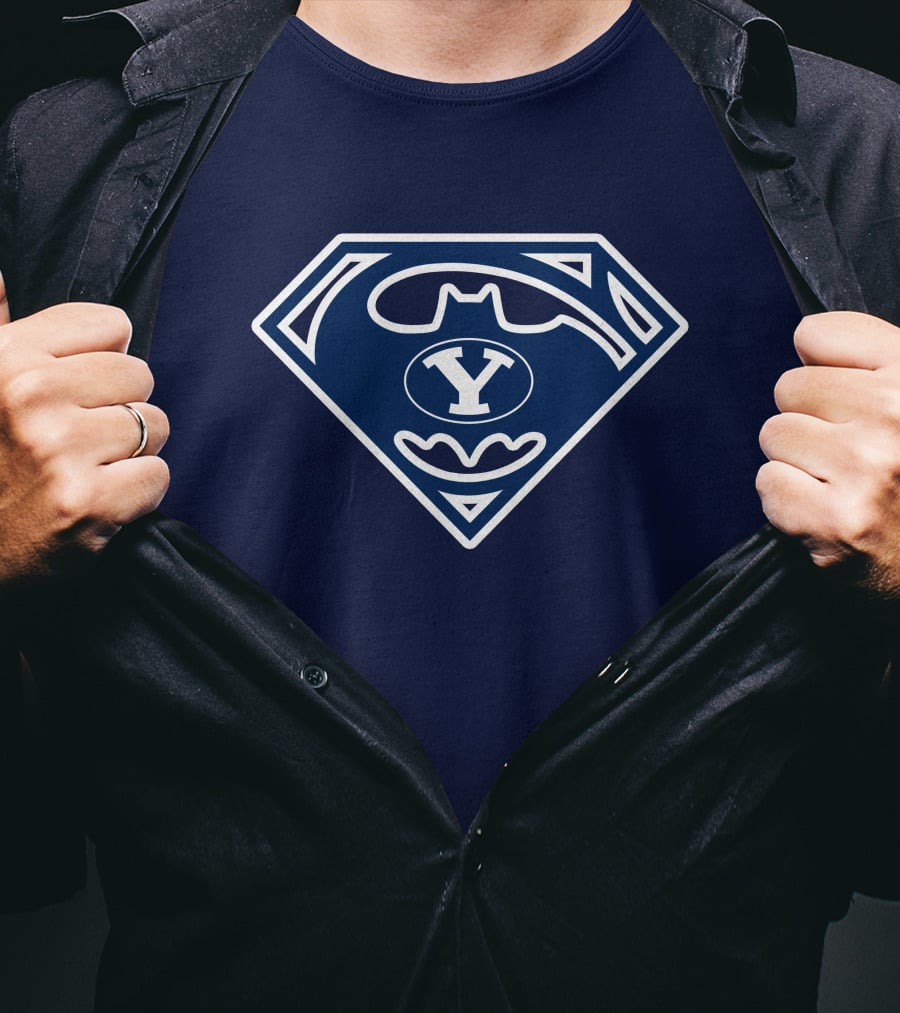 Batman Superman Byu Cougars Shield T-Shirt