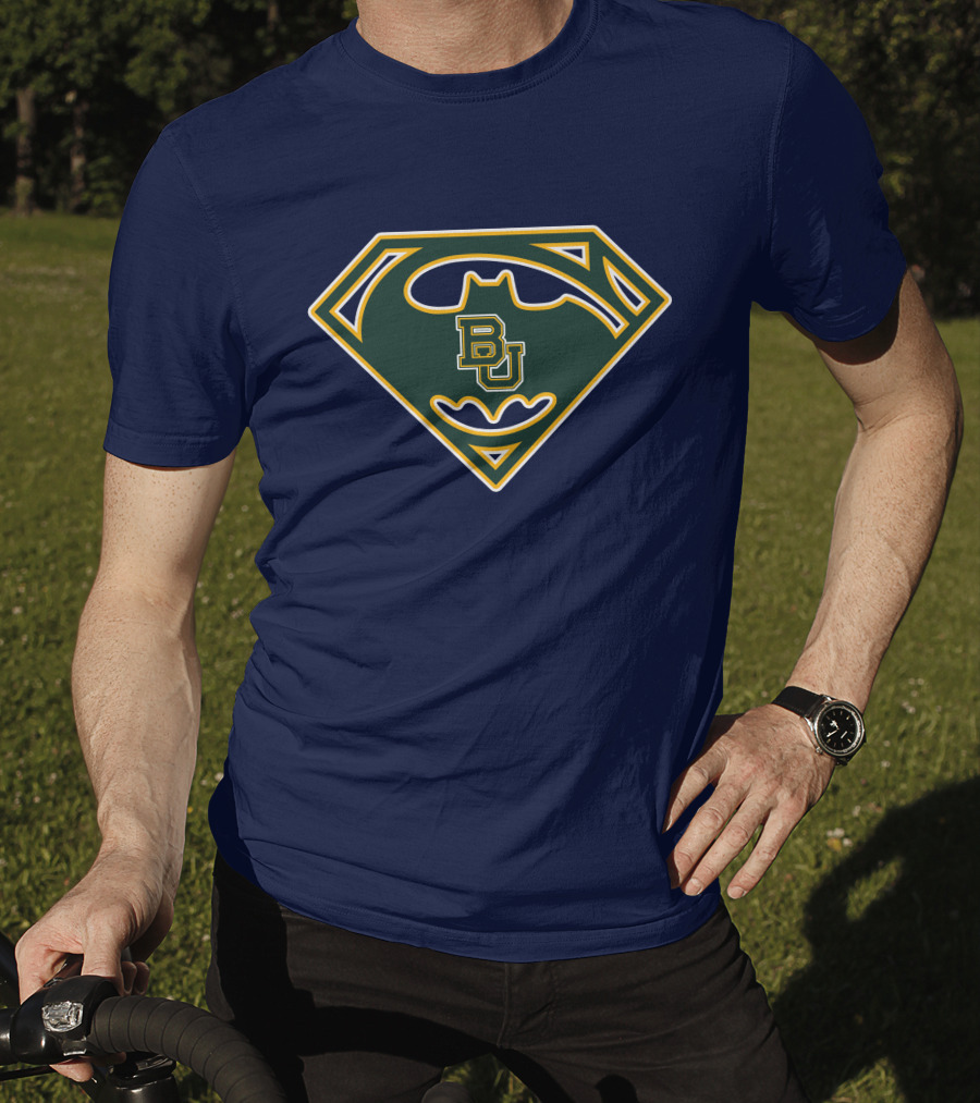 Batman Superman Logo With Bu Baylor Bears T-Shirt