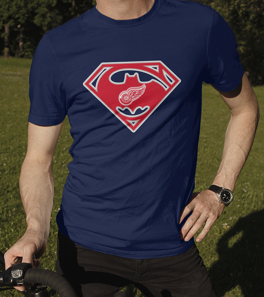 Detroit Red Wings Superman Batman Logo Mashup T-Shirt